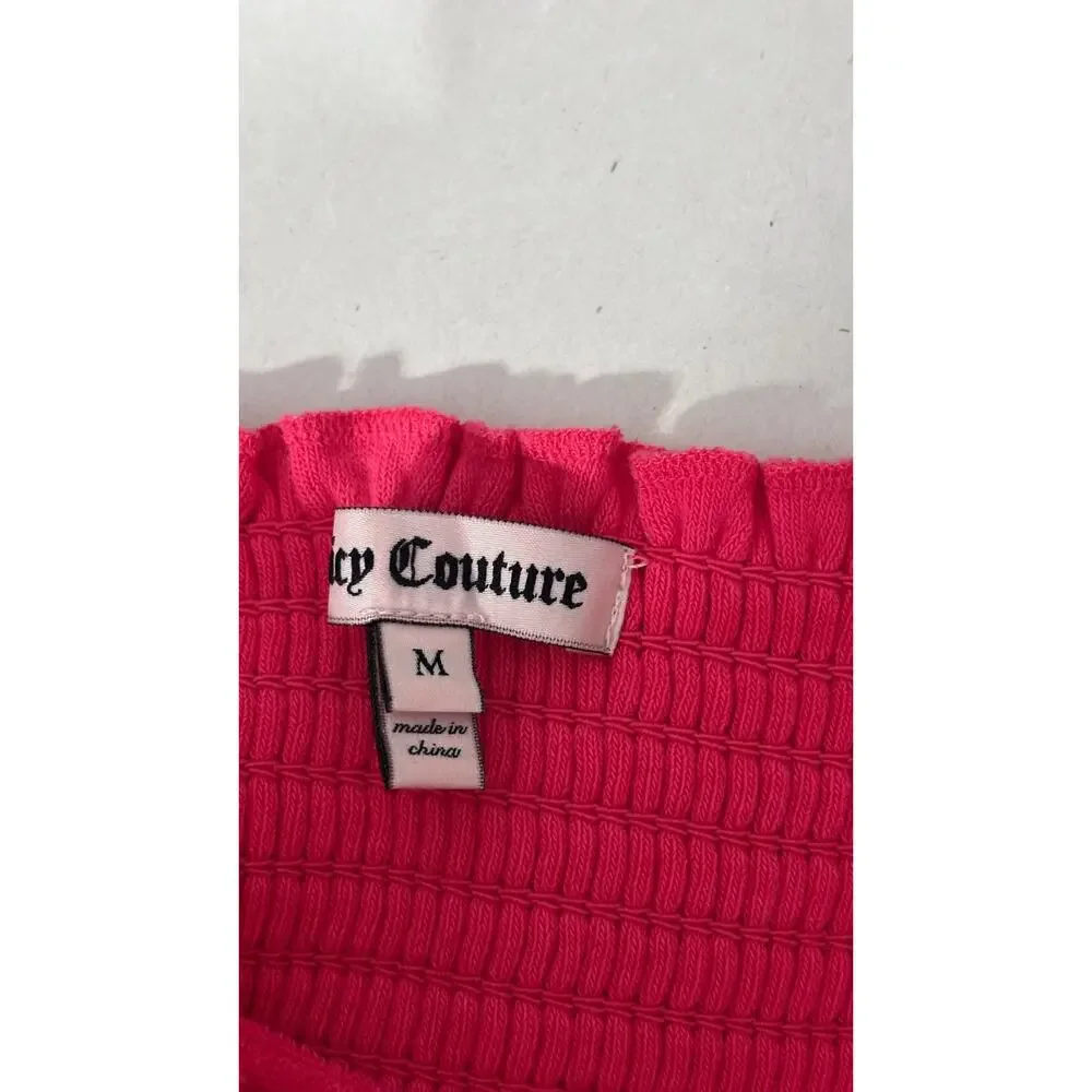 Juicy Couture Smocked Terry Cloth Maxi Dress Pink Womens Size Medium New Y2K